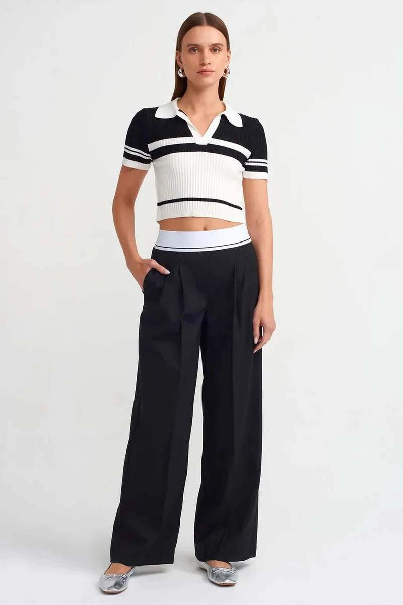 DILVIN High-Waist Wide-Leg Crepe Trousers
