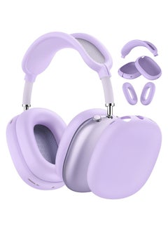 Generic Suitable For Airpodsmax Silicone Cover Headset Protective Cover For Apple Airpodsmax Earphone Case-Color:Silicone* Pink And Purple 3-piece Set (headband Cover*1+shell Cover*1 Pair+ear Cushion Cover*1 Pair)-Applicable Models:Universal For Airpods Max 1/2 Generation  - Image 1