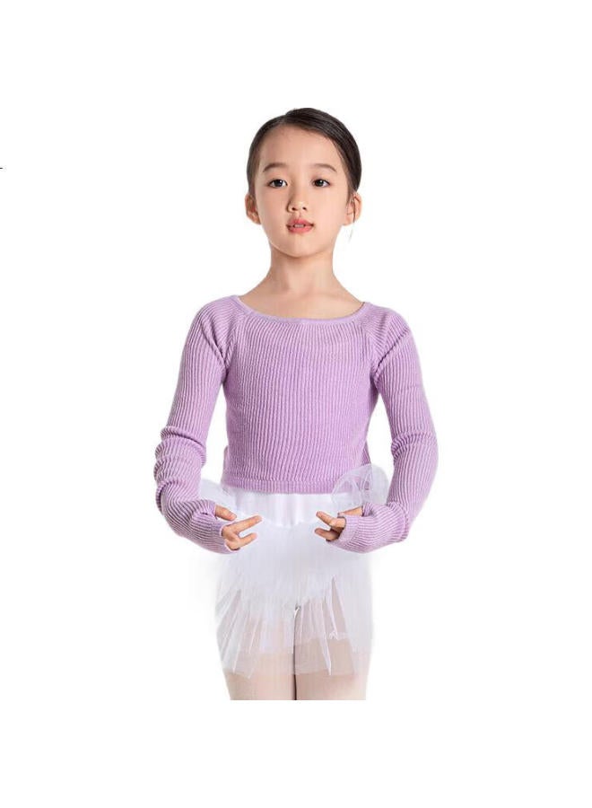 Sansha Children'S Dance Practice Leotard, Long-Sleeve Ballet Knit Top Performance Outfit, White, S-M - Image 3