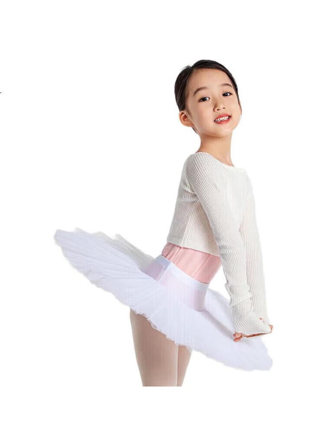 Sansha Children'S Dance Practice Leotard, Long-Sleeve Ballet Knit Top Performance Outfit, White, S-M - Image 1