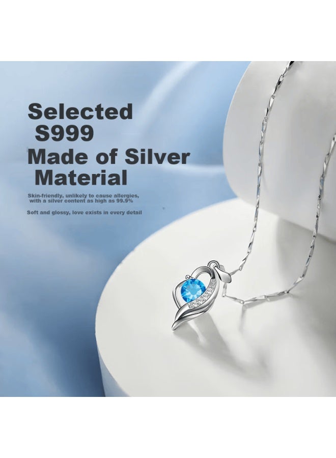 Manhe S999 Sterling Silver Necklace For Women, New Pendant elry, Birthday Gift For Wife Or Girlfriend - Image 2