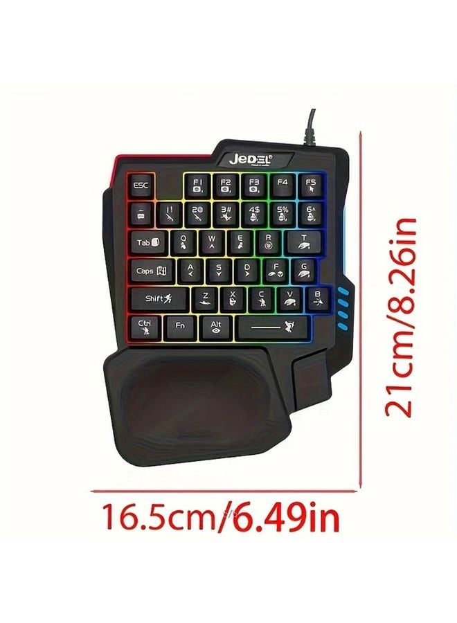 Black Compact One Handed Gaming Keyboard With RGB Backlight 35 Ergonomic Keys USB Wrist Rest - Image 2