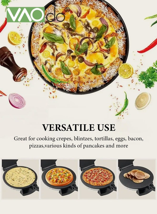 فاو دو صانعة كريب كهربائية غير لاصقة بقوة 1400 واط، اصنع 5 مستويات من تعديل درجة الحرارة، صانعة فطائر، مقلاة خبز كهربائية ذات تسخين متساوي - Image 3