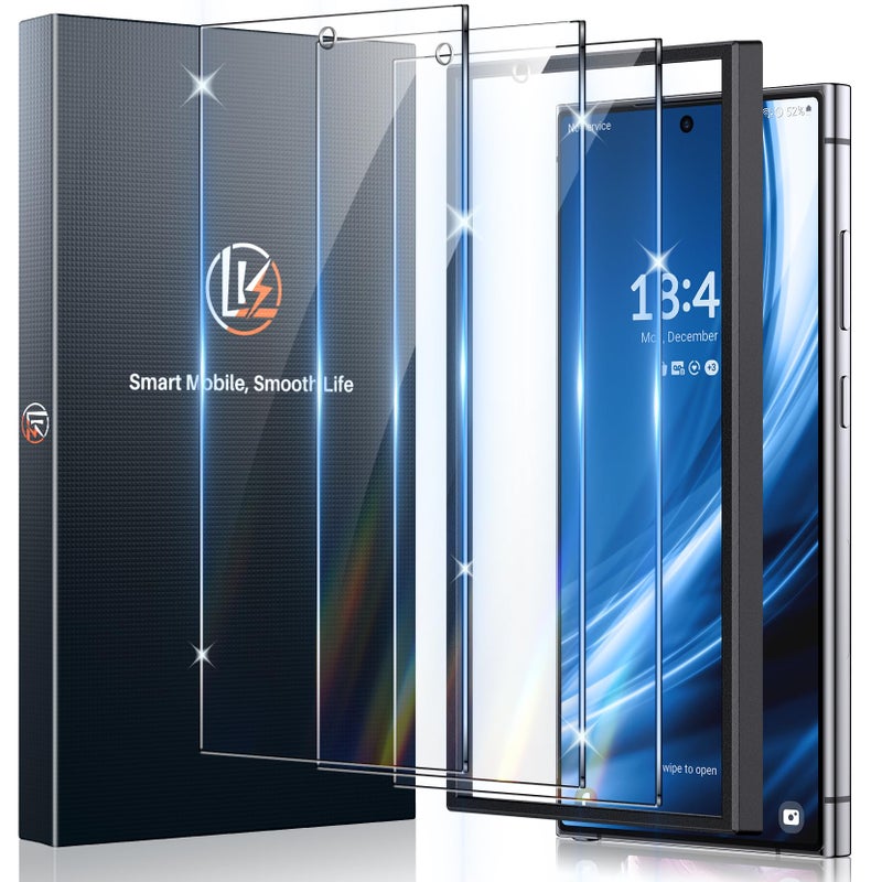 ال كي واقي شاشة LK لهاتف Samsung Galaxy S24 Ultra من الزجاج المقسى 9H HD طبقة شفافة للخدش 3 عبوات لهاتف S24 Ultra، حماية من الصدمات، مضاد للكسر، مضاد للخدش، شفاف عالي الدقة، خالي من الفقاعات - Image 1