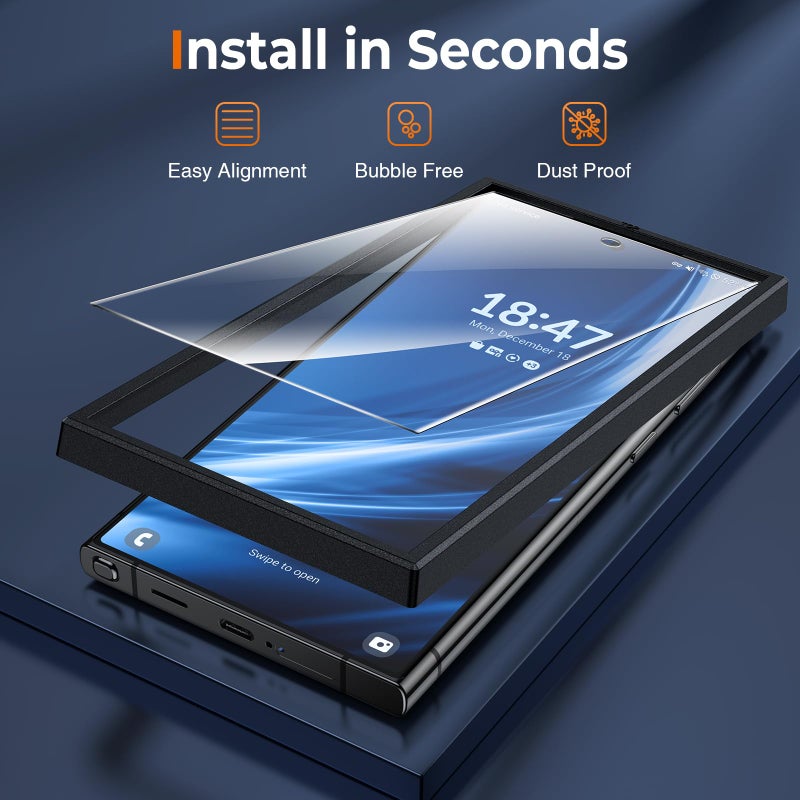 ال كي واقي شاشة LK لهاتف Samsung Galaxy S24 Ultra من الزجاج المقسى 9H HD طبقة شفافة للخدش 3 عبوات لهاتف S24 Ultra، حماية من الصدمات، مضاد للكسر، مضاد للخدش، شفاف عالي الدقة، خالي من الفقاعات - Image 3
