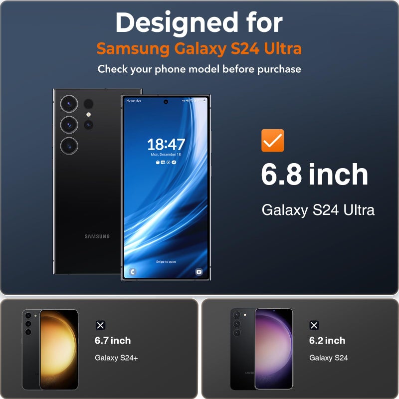 ال كي واقي شاشة LK لهاتف Samsung Galaxy S24 Ultra من الزجاج المقسى 9H HD طبقة شفافة للخدش 3 عبوات لهاتف S24 Ultra، حماية من الصدمات، مضاد للكسر، مضاد للخدش، شفاف عالي الدقة، خالي من الفقاعات - Image 2