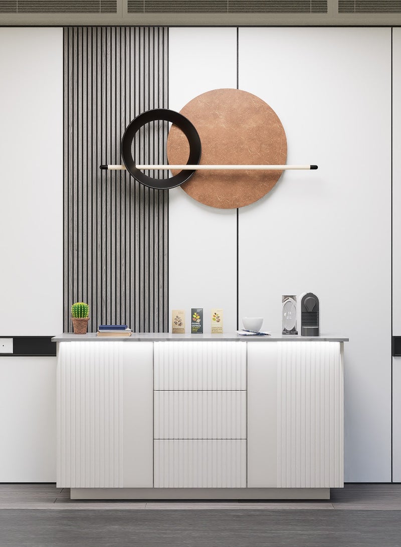 كوفي وورلد ركن قهوة باللون الأبيض، صناعة وطنية عصرية بإضاءة جذابة. - Image 1