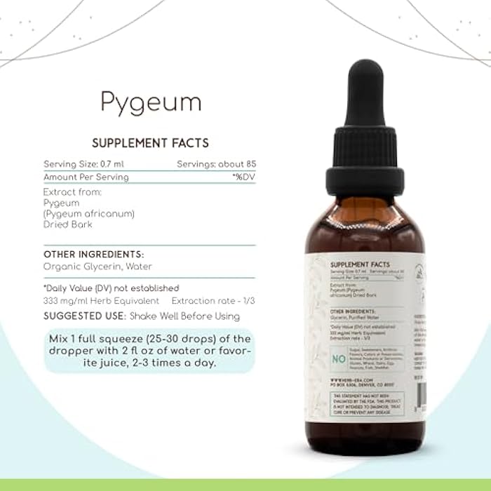 HerbEra Pygeum B60 Alcohol-Free Herbal Extract Tincture, Super-Concentrated Wildcrafted Pygeum (Pygeum Africanum) (2 fl oz) - Image 3