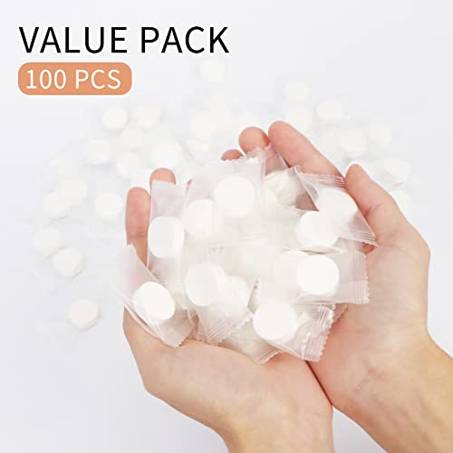 Classycoo Compressed Towel 200 PCS Mini Tablets Disposable Portable Face Towel Cotton Coin Tissue for Travel, Camping,Hiking, Sport,Beauty Salon,Home Hand Wipes and Other Outdoor Activities Pink+Blue - Image 4