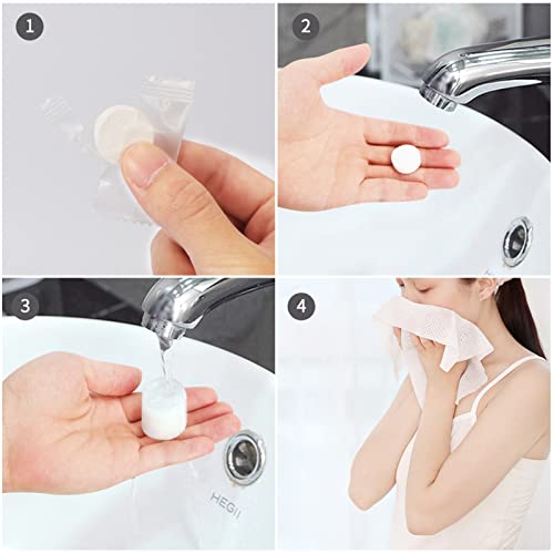 Classycoo Compressed Towel 200 PCS Mini Tablets Disposable Portable Face Towel Cotton Coin Tissue for Travel, Camping,Hiking, Sport,Beauty Salon,Home Hand Wipes and Other Outdoor Activities Pink+Blue - Image 5