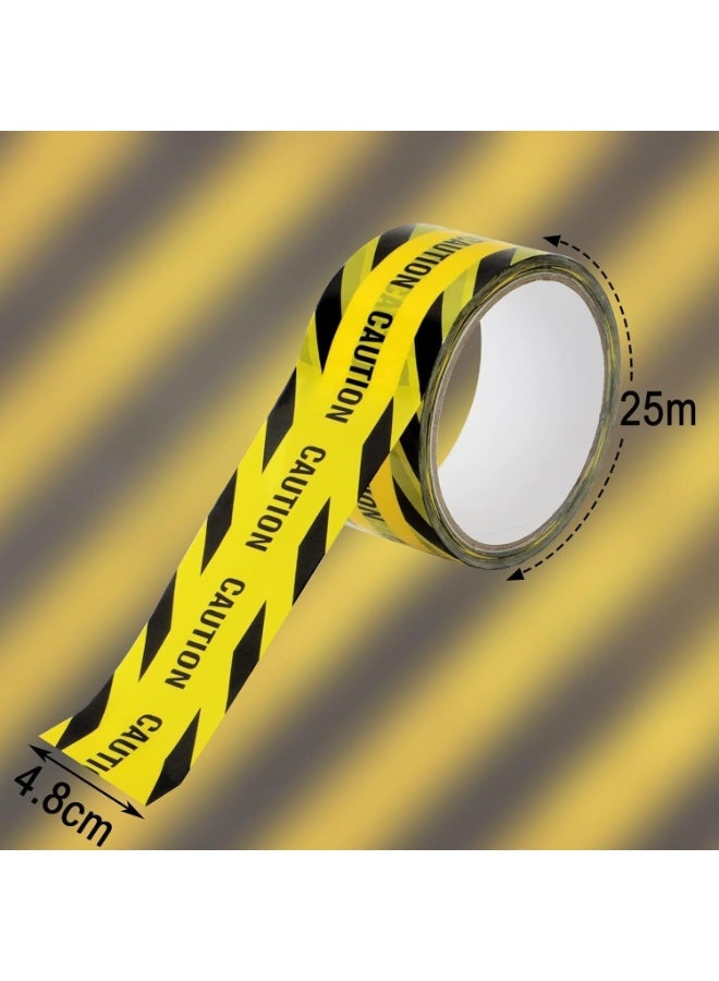 Harbour Delights - Warning Tape, Hazard Caution Yellow and Black Barrier Marking Used for Road Construction, Warning, Transportation of Dangerous Goods, Themed Parties, 4.8 cm *25 m - Image 1