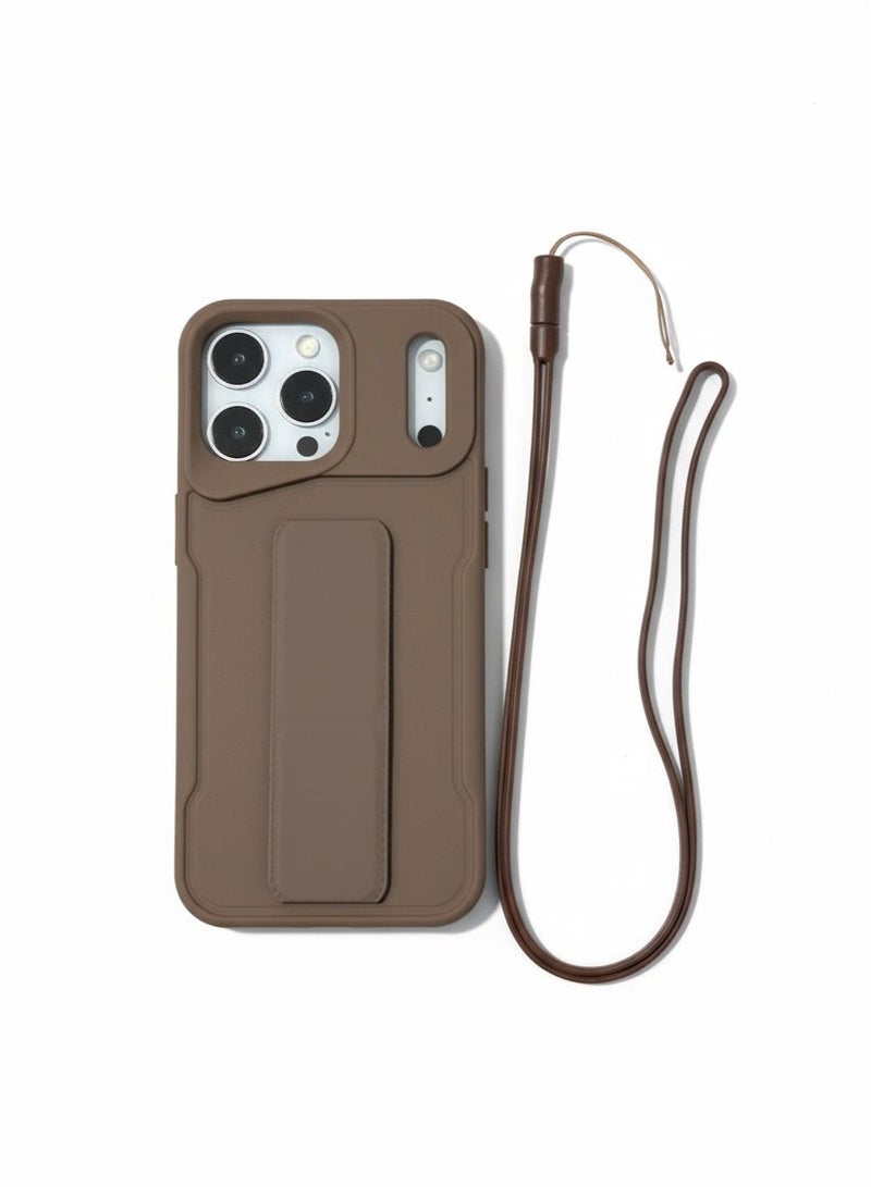 Magsafe For iPhone 17 Pro MagSafe SlimPhone brown Cover which comes with phone holder and lanyard - Image 2
