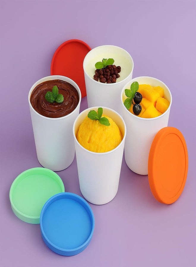 KisSealed 8 Pcs Reusable Ice Cream Containers Set,Homemade Ice Cream Tubs with Silicone Lids,1.5 Qt & 8 oz Ice Cream Container Cups Stackable Freezer Storage for Yogurt, Sorbet (BPA-Free) - Image 5