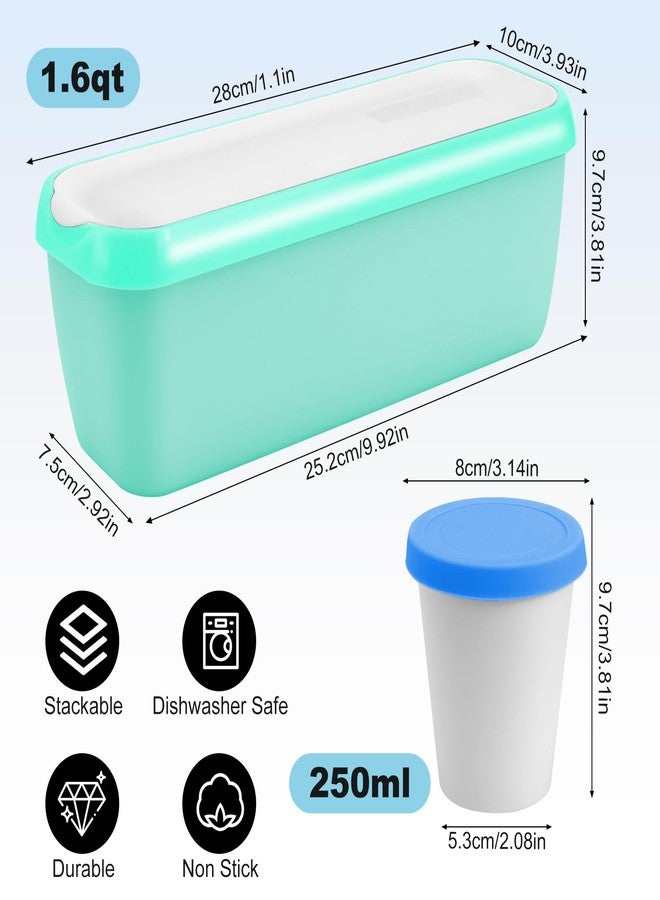 KisSealed 8 Pcs Reusable Ice Cream Containers Set,Homemade Ice Cream Tubs with Silicone Lids,1.5 Qt & 8 oz Ice Cream Container Cups Stackable Freezer Storage for Yogurt, Sorbet (BPA-Free) - Image 2