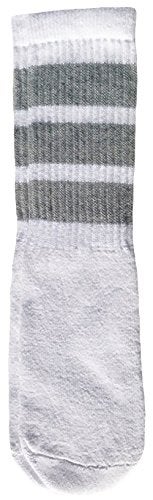 SKATERSOCKS 14" Kids White tube socks with Grey stripes style 1 - Image 4