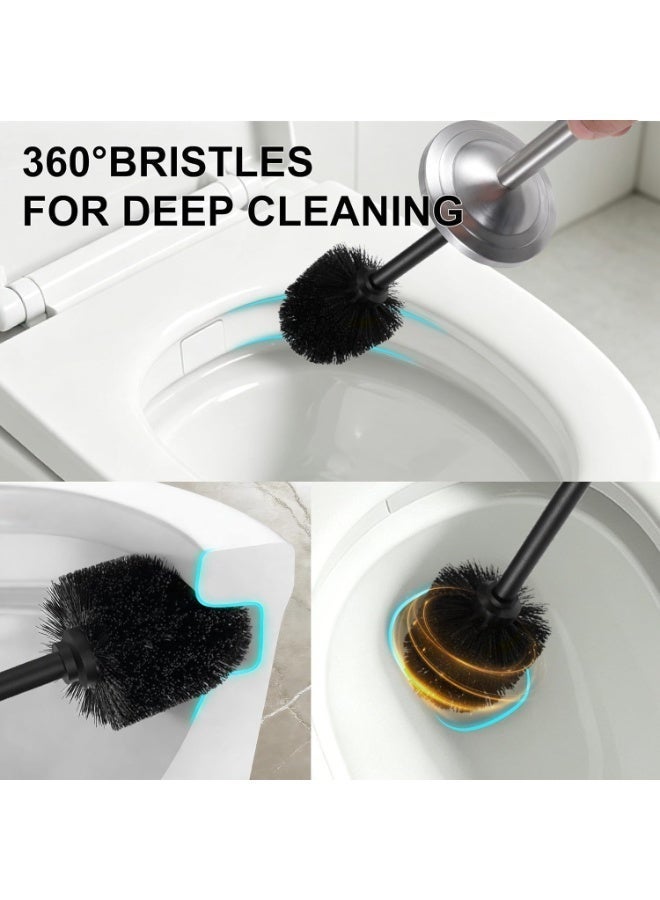 Stainless Steel Toilet Bowl Brush with Holder – Durable Bathroom Cleaning Brush with Strong Bristles for Deep Cleaning, Removing Dirt and Buildup from Toilet Bowls, Long Ergonomic Handle for Hard-to-Reach Areas, Covered Storage Holder, Space-Saving Modern Design for Everyday Bathroom Use - Image 3