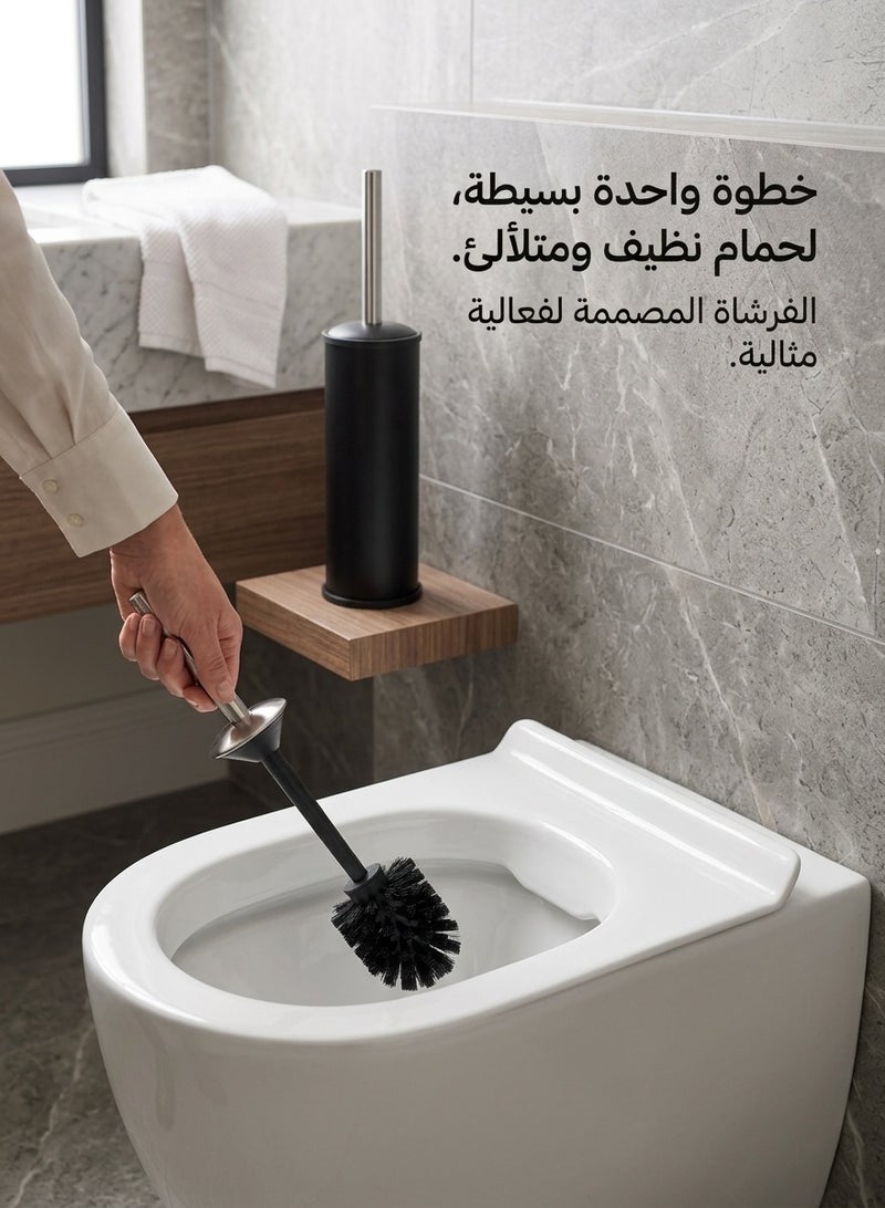 Stainless Steel Toilet Bowl Brush with Holder – Durable Bathroom Cleaning Brush with Strong Bristles for Deep Cleaning, Removing Dirt and Buildup from Toilet Bowls, Long Ergonomic Handle for Hard-to-Reach Areas, Covered Storage Holder, Space-Saving Modern Design for Everyday Bathroom Use - Image 4