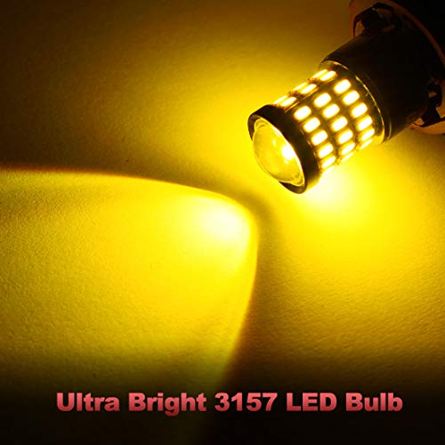 Yorkim لمبة يوركيم 3157 LED أمبر، لمبة إشارة انعطاف صفراء، ضوء LED ساطع 3156 3457A 4057 4157 لإشارة الانعطاف الأمامية والخلفية، ضوء وميض، ضوء نهاري، ضوء علامة، ضوء موقف، عبوة من 2 - Image 4