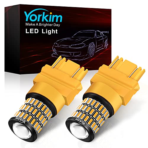 Yorkim لمبة يوركيم 3157 LED أمبر، لمبة إشارة انعطاف صفراء، ضوء LED ساطع 3156 3457A 4057 4157 لإشارة الانعطاف الأمامية والخلفية، ضوء وميض، ضوء نهاري، ضوء علامة، ضوء موقف، عبوة من 2 - Image 1