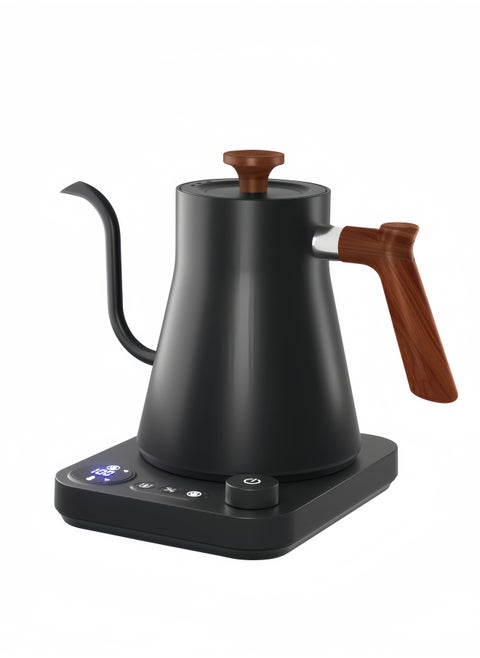 Electric Gooseneck Kettle with LCD Display - Automatic Shut Off & Temperature Control, Quiet Hot Water Boiler for Perfect Pour Over Coffee and Tea.1200 Watt Quick Heating, 1L