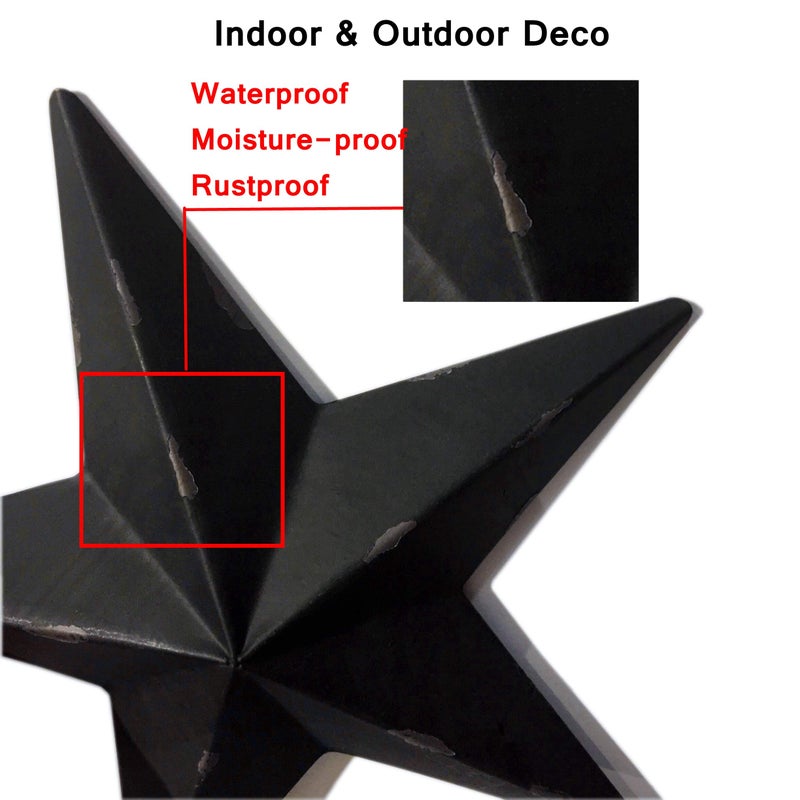 Yun&Lin Crafts YL Crafts - Metal Star Wall Decoration Mounted Wall Art 3pcs/Set (Black) - Image 3