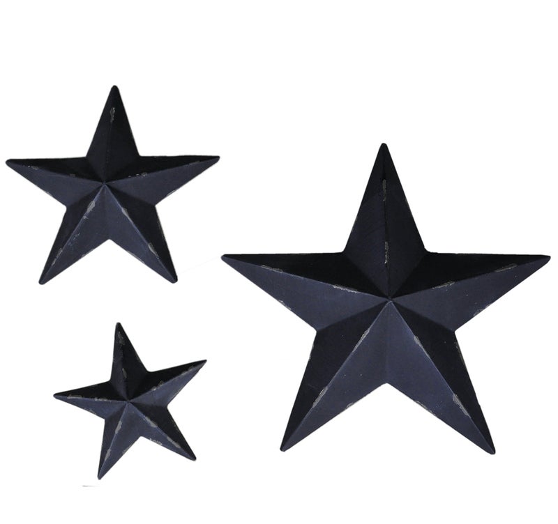 Yun&Lin Crafts YL Crafts - Metal Star Wall Decoration Mounted Wall Art 3pcs/Set (Black) - Image 1