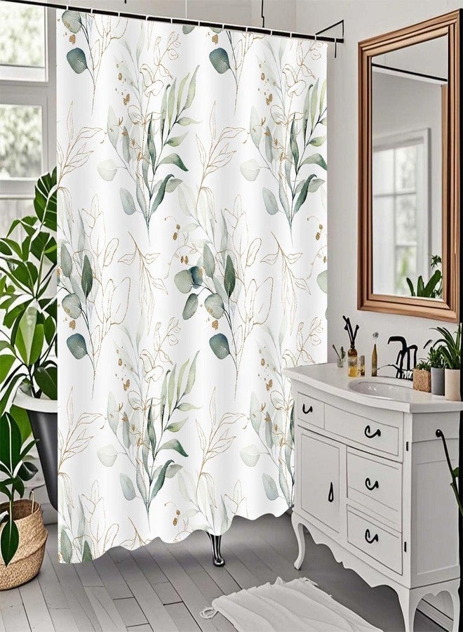 Drgilau Boho Shower Curtain, Modern Green Plants Shower Curtain Watercolor Plant Floral Bathroom Curtains, Waterproof Polyester Fabric Botanical Bathroom Curtains 72X72 Inch - Image 4