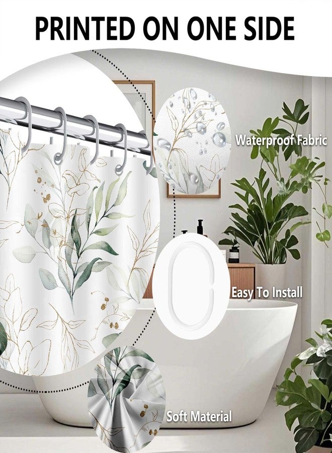 Drgilau Boho Shower Curtain, Modern Green Plants Shower Curtain Watercolor Plant Floral Bathroom Curtains, Waterproof Polyester Fabric Botanical Bathroom Curtains 72X72 Inch - Image 5