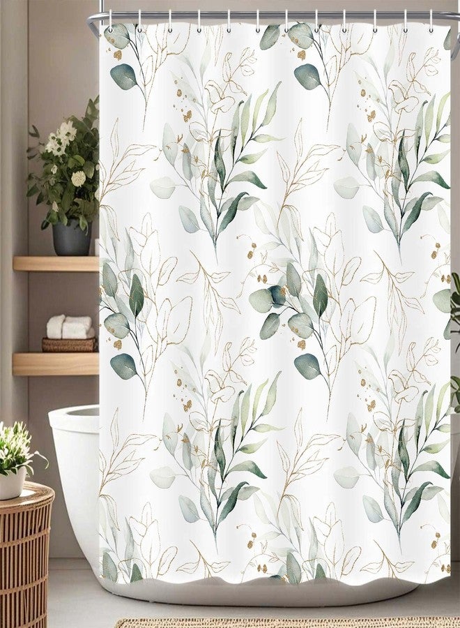 Drgilau Boho Shower Curtain, Modern Green Plants Shower Curtain Watercolor Plant Floral Bathroom Curtains, Waterproof Polyester Fabric Botanical Bathroom Curtains 72X72 Inch - Image 2