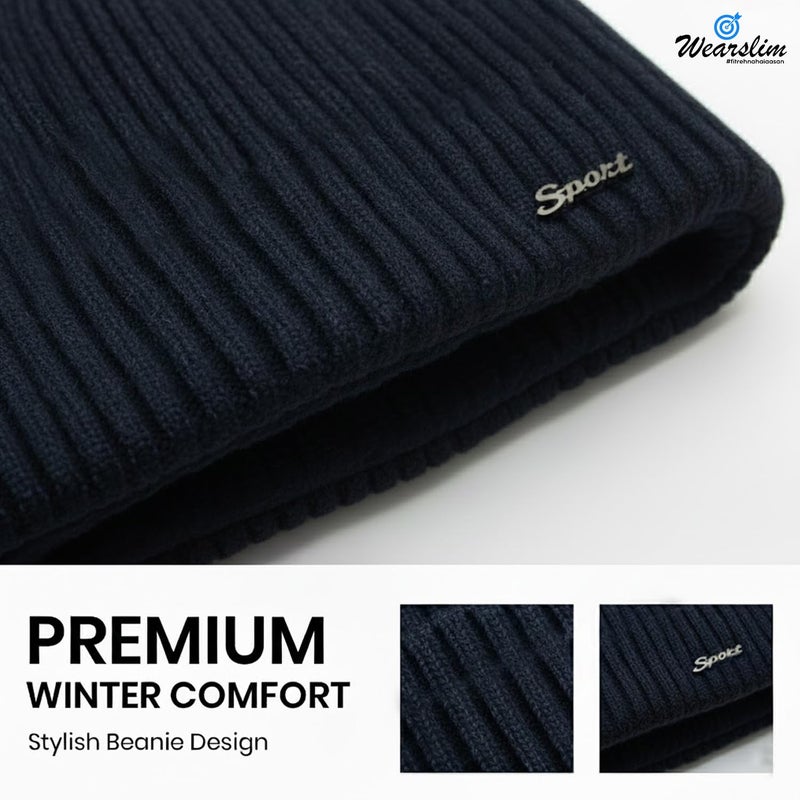 Wearslim ® Warm Knit Hats, Skull Cap with Neck Warmer Winter Wear Beanie Hats Scarf Set for Men and Women - Image 5