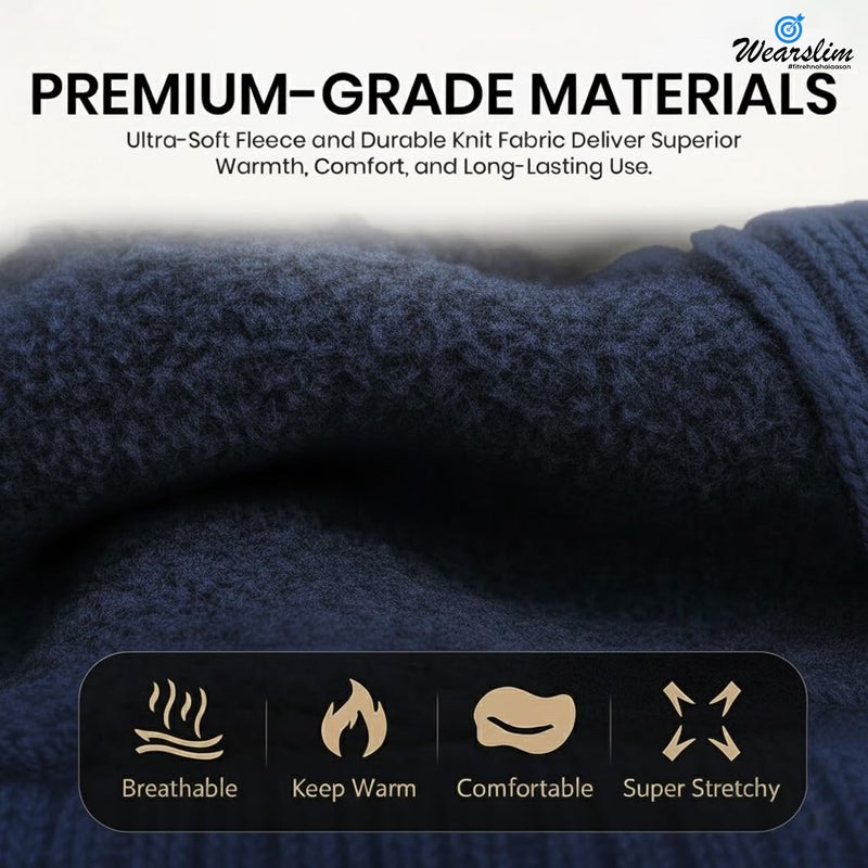 Wearslim ® Warm Knit Hats, Skull Cap with Neck Warmer Winter Wear Beanie Hats Scarf Set for Men and Women - Image 3