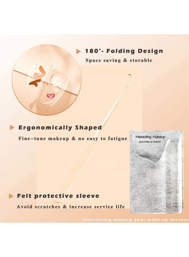 Penugo 180 Degree Folding Acrylic Makeup Mixing Palette, Plastic Foundation Makeup Facial Palette with Felt Bag, Transparent Spatula Tool for Eyeshadow Liquid Foundation - Image 5