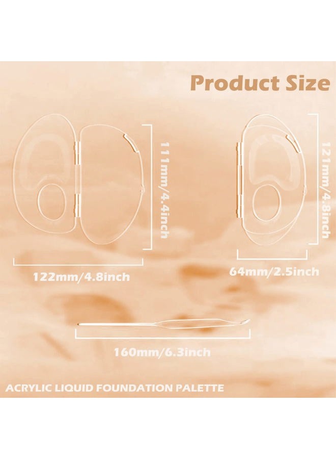 Penugo 180 Degree Folding Acrylic Makeup Mixing Palette, Plastic Foundation Makeup Facial Palette with Felt Bag, Transparent Spatula Tool for Eyeshadow Liquid Foundation - Image 2