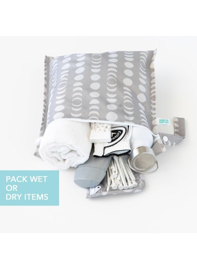 Bumkins - Waterproof Wet Bag & Clear Travel Bags - For Beach, Baby, Travel, Swim Suit, Cloth Diapers, Pump Parts, Pool, Gym, Toiletries - Reusable & Easy to Clean - Lunar Gray - 4 Pack - Image 5