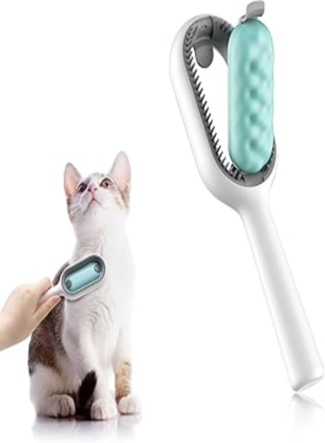 Petgravity Cat Cleaning Brush Self Cleaning Slicker Brushes for Dogs Cats Pet Grooming Brush Tool Gently Removes Loose Undercoat Mats Tangled Hair Slicker Brush for Pet Massage (LongHaired Blue)