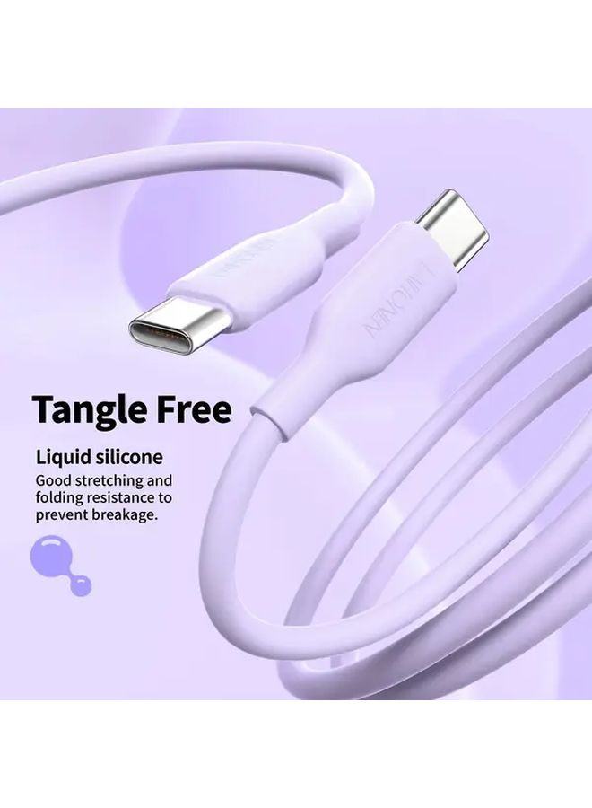 1m USB C to C Cable 60W Fast Charging Cord for iPad Samsung Pixel Pink - Image 3