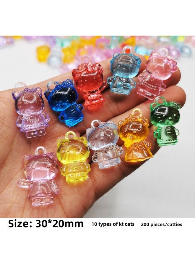 Color Spinning Top Children's Toy Set 3A Acrylic Healthy Durable Material Cartoon Animal Handmade Jewelry-Color:10 Types Of Kt Cats (200 Pcs/catties) - Image 1