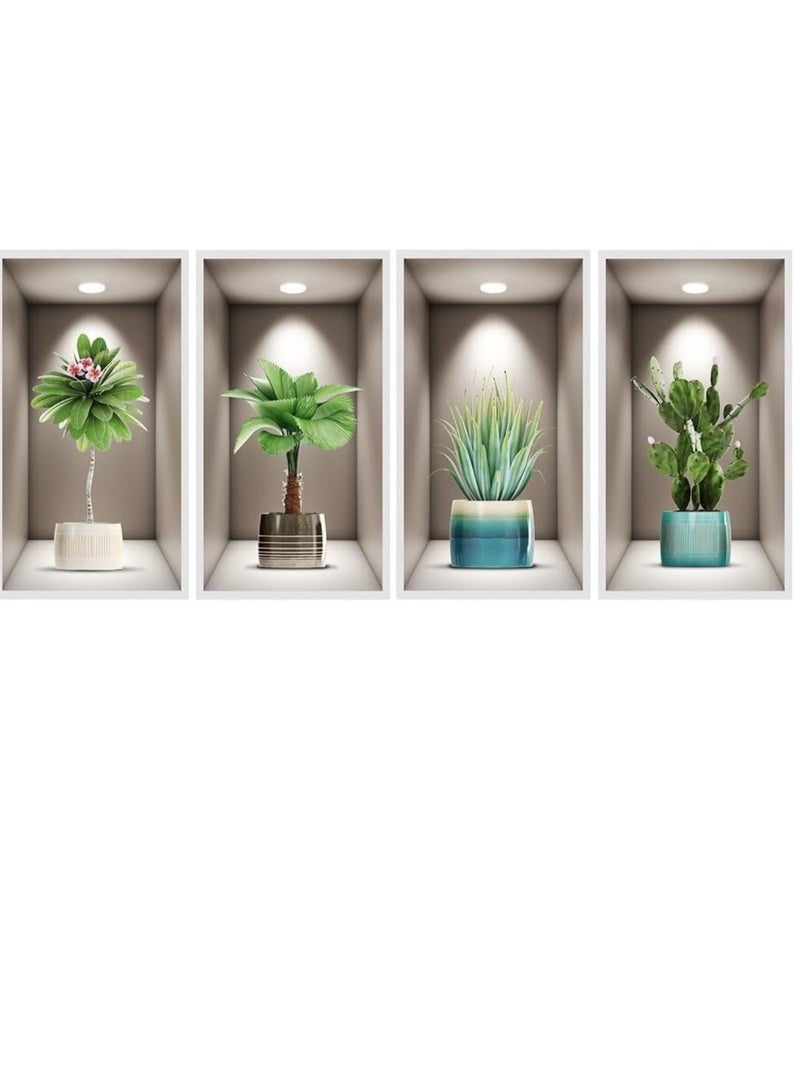 الواحة-TH 4 حزمة 3D النباتات الخضراء جدار الشارات DIY النباتية جدار الفن ملصقات جدارية لغرفة المعيشة غرفة نوم ديكور المطبخ (20 سم * 40 سم) - Image 1