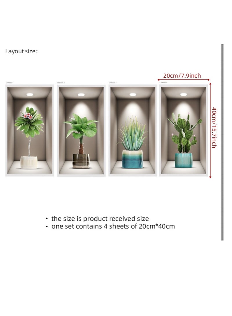 الواحة-TH 4 حزمة 3D النباتات الخضراء جدار الشارات DIY النباتية جدار الفن ملصقات جدارية لغرفة المعيشة غرفة نوم ديكور المطبخ (20 سم * 40 سم) - Image 2