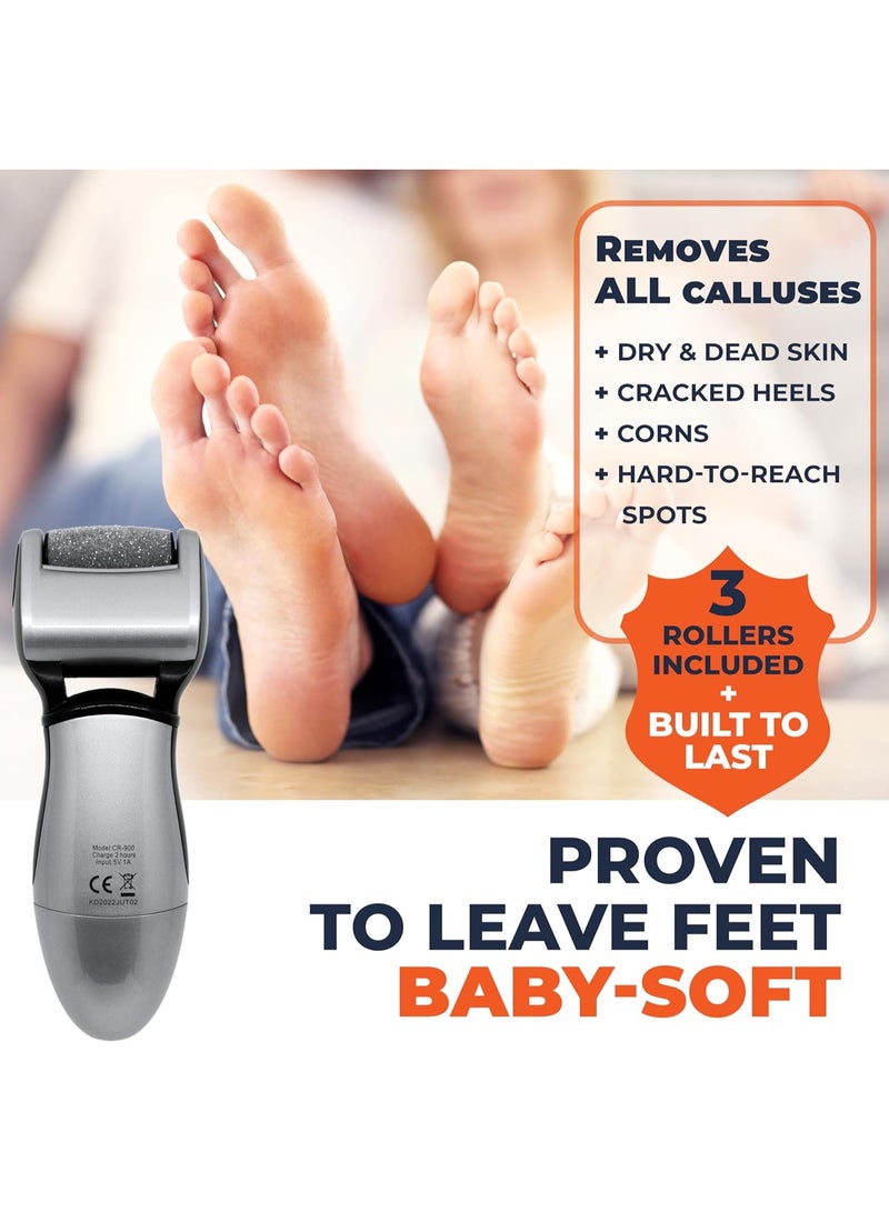 Own Harmony Electric Callus Remover for Feet: Best Pedicure Tools for Men by Own Harmony with 3 Rollers (Powerful), Electronic Pedi Spa Foot File Care - Perfect for Hard, Cracked, Dry, Dead Skin (USB Cable) - Image 3