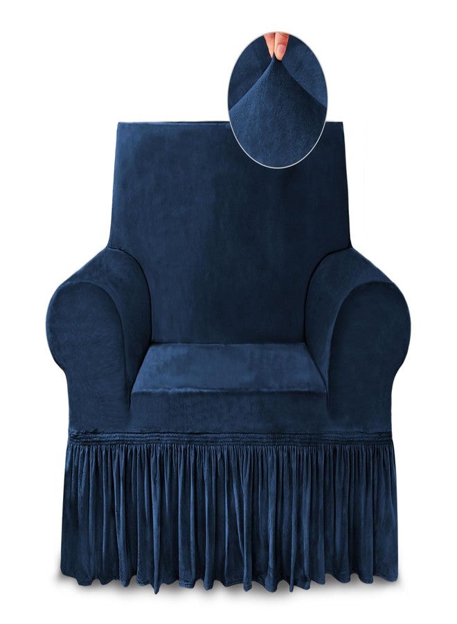 NICEEC Armchair Cover Super Soft 1-Piece Navy Blue Armchair Slipcover Stretch Universal Spandex Couch Covers for Living Room Easy Fit Washable Furniture Sofa Protector with Skirt - Image 1