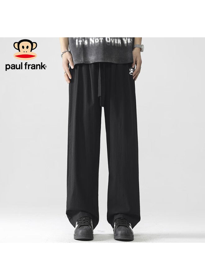 Paul Frank Men's Loose Casual Pants Men's Summer All-match Sports Wide-leg Pants Ice Silk Pants Black XL - Image 2
