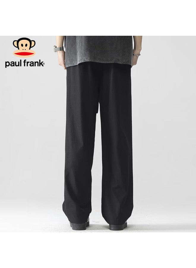 Paul Frank Men's Loose Casual Pants Men's Summer All-match Sports Wide-leg Pants Ice Silk Pants Black XL - Image 5
