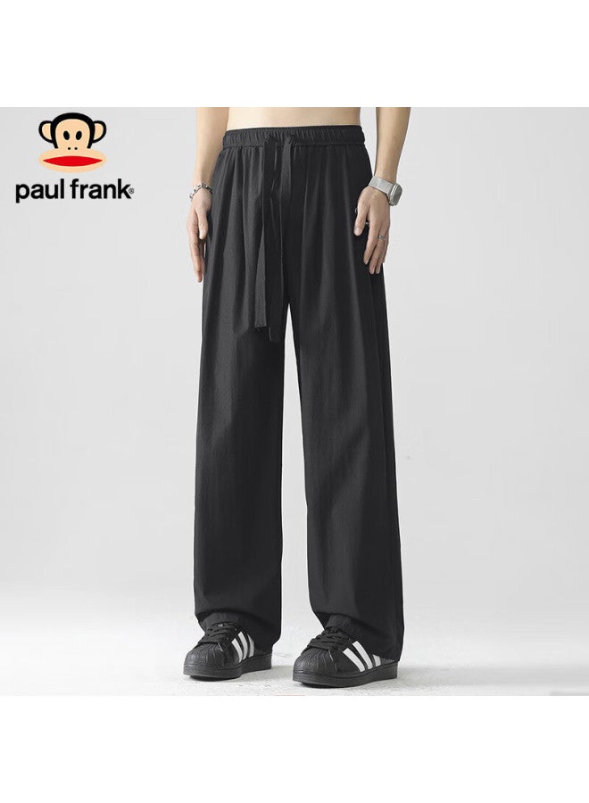 Paul Frank Men's Loose Casual Pants Men's Summer All-match Sports Wide-leg Pants Ice Silk Pants Black XL - Image 1