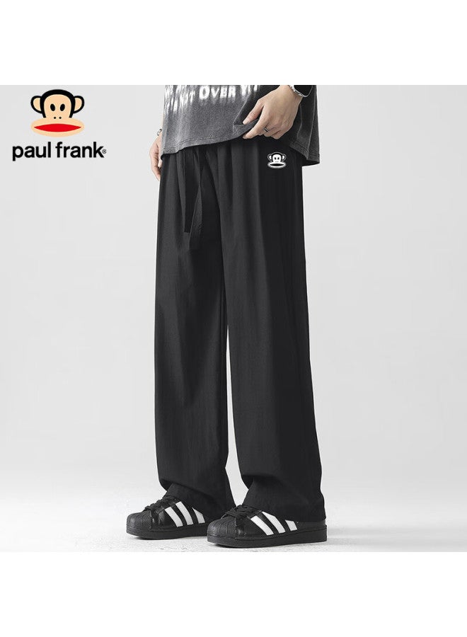 Paul Frank Men's Loose Casual Pants Men's Summer All-match Sports Wide-leg Pants Ice Silk Pants Black XL - Image 3