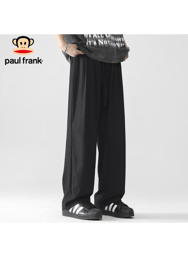 Paul Frank Men's Loose Casual Pants Men's Summer All-match Sports Wide-leg Pants Ice Silk Pants Black XL - Image 4