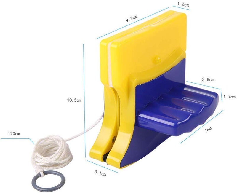 Rexmon Magnetic Window Cleaner DoubleSide Glazed Square Two Sided Glass Cleaner Wiper with 2 Extra Cleaning Cotton Cleaner Squeegee Washing Equipment Household CleanerYellowBlue - Image 2
