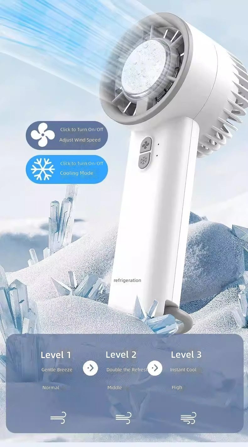 No branded Semiconductor Ice Cooling Handheld Fan with Turbo Strong Wind, USB Rechargeable, Digital Display, Long Battery Life, Ultra-Quiet Portable Fan - Image 5