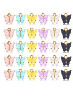 Excefore 30 Pieces Butterfly Charms Acrylic Butterfly Pendant Bracelet Butterfly Pendant Charms for Jewelry Necklace Bracelet Earring Crafting Accessory  - Image 1