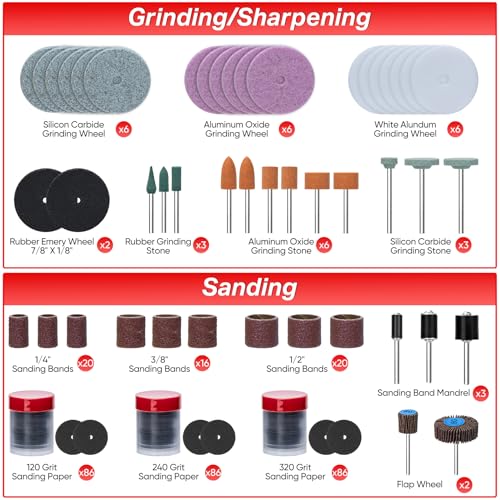 SHALL 508-Piece Rotary Tool Accessories Kit, Universal Rotary Tool Bits for Sanding, Cutting, Grinding, Drilling, Carving, Engraving, Polishing, Cleaning, Rotary Tool Attachments with Carrying Case - Image 2